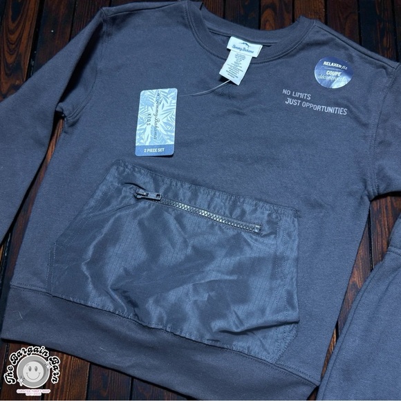 Tommy Bahama Kids 2 Piece Sweatshirt Jogger Outfit Set Charcoal Gray NWT (5/6) - Picture 2 of 7